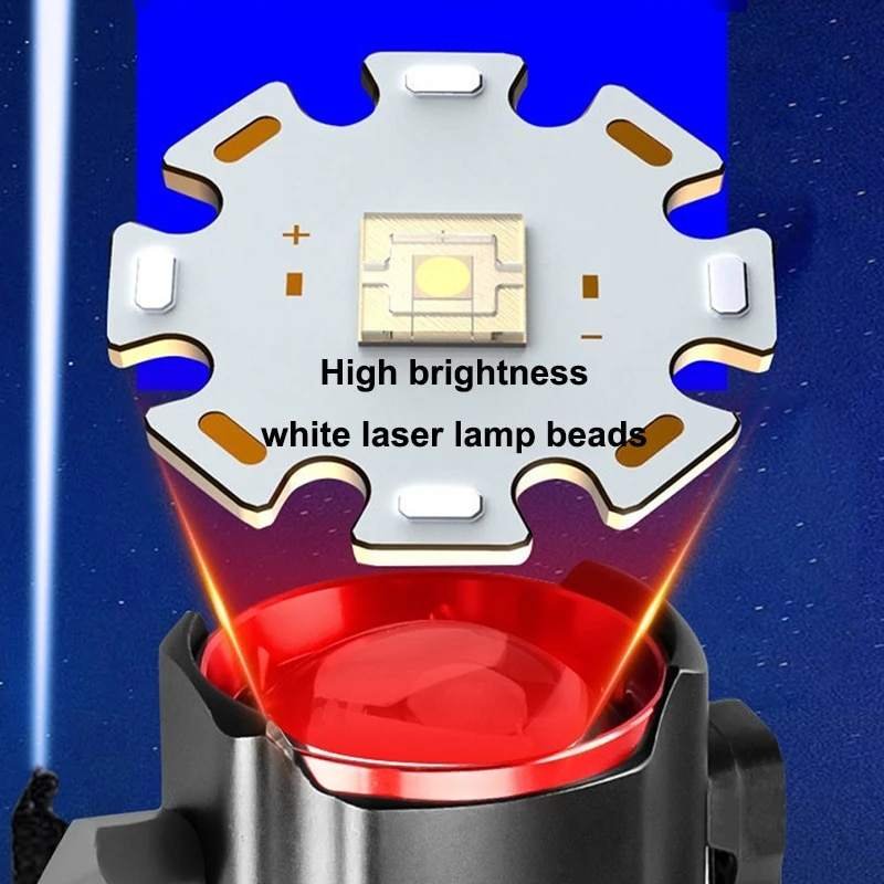 Brightenlux Zoom Torch Light Hammer Red Blue Alarm Light Rechargeable Super Bright Long Range Powerful LED Tactical Flashlight
