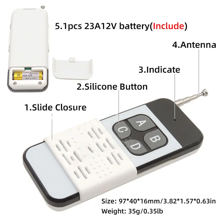 High Power Long Distance 433MHz RF Remote Control Wireless EV1527 Learning Code for Electronics Door/Gate/Car Alarm