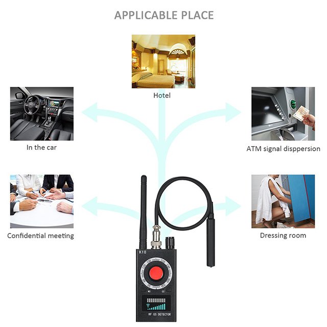K18 Multi-Function Anti-Candid Camera Detector GPS Bug Hunter's Wireless Lens Device Finder for Indoor Outdoor Application