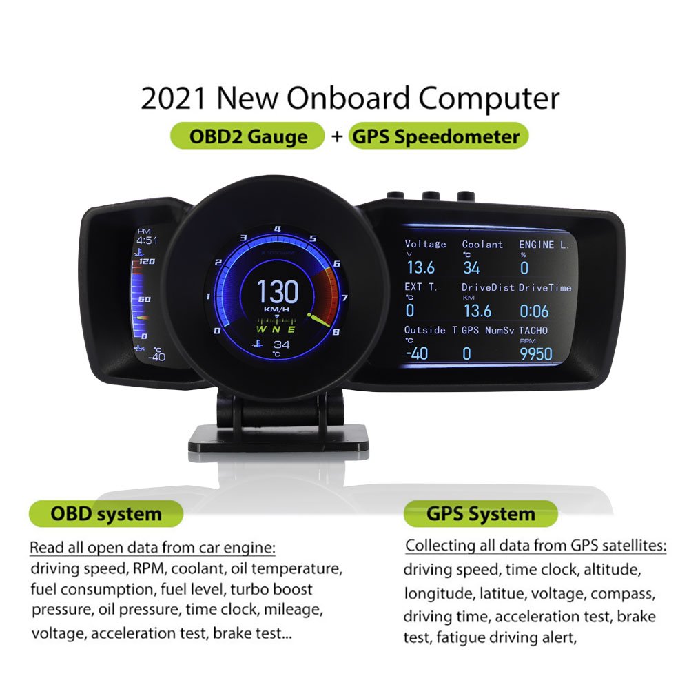 NEW GPS HUD OBDII ON-Board Diagnostic Tools Digital Display Speedometer Over Speed Alarm OBD Scanner for Almost Universal Cars
