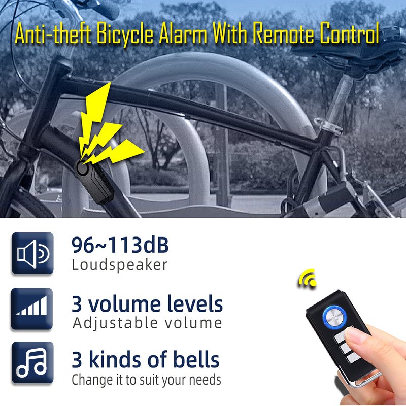 Bike Anti-Theft Alarm With 3D Sensors and 7-Level Sensitivity Wireless Remote Control Bicycle Security System IP65 Waterproof