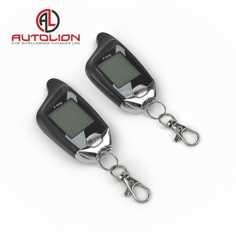 FSK Signal Transmitter Two Way Car Alarm System With Two LCD Remote Controllers and Engine Start Work for All 12V Cars