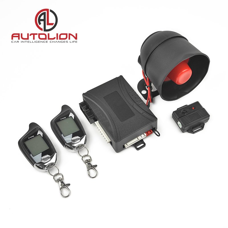 FSK Signal Transmitter Two Way Car Alarm System With Two LCD Remote Controllers and Engine Start Work for All 12V Cars