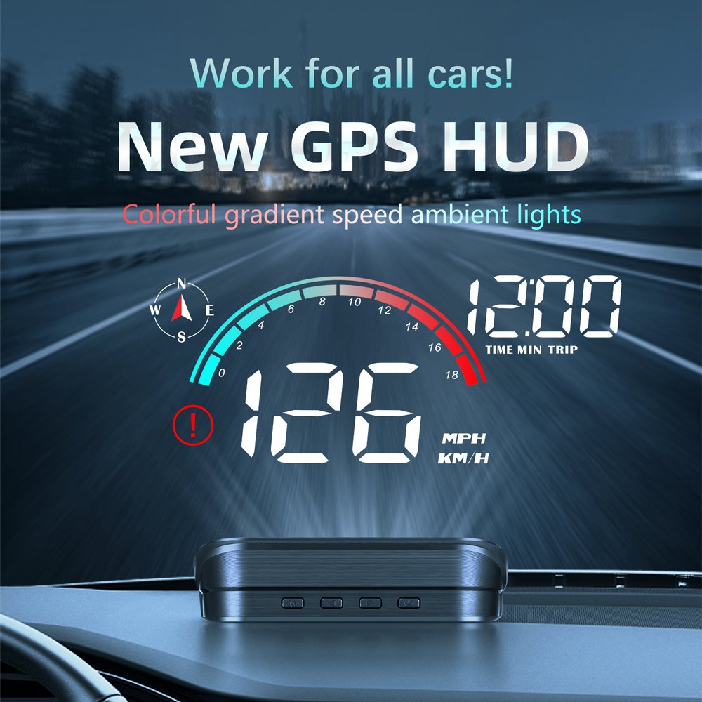 Lancol New GPS HUD with Integrated Button Design Head Display All Cars Features OBD2 Speed Clock Water Temperature Display LCD