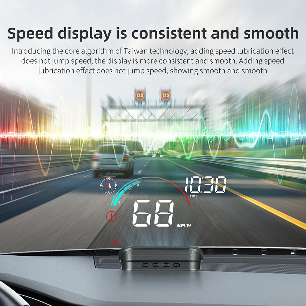 Lancol New GPS HUD with Integrated Button Design Head Display All Cars Features OBD2 Speed Clock Water Temperature Display LCD