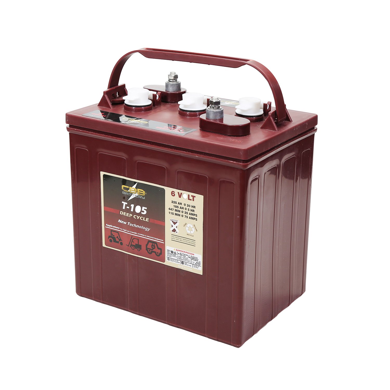 T105 6V 225ah Deep Cycle Tubular Battery for Golf Carts Power Tools Sightseeing Vehicle/Three-Wheeler Submarines Flooded Storage