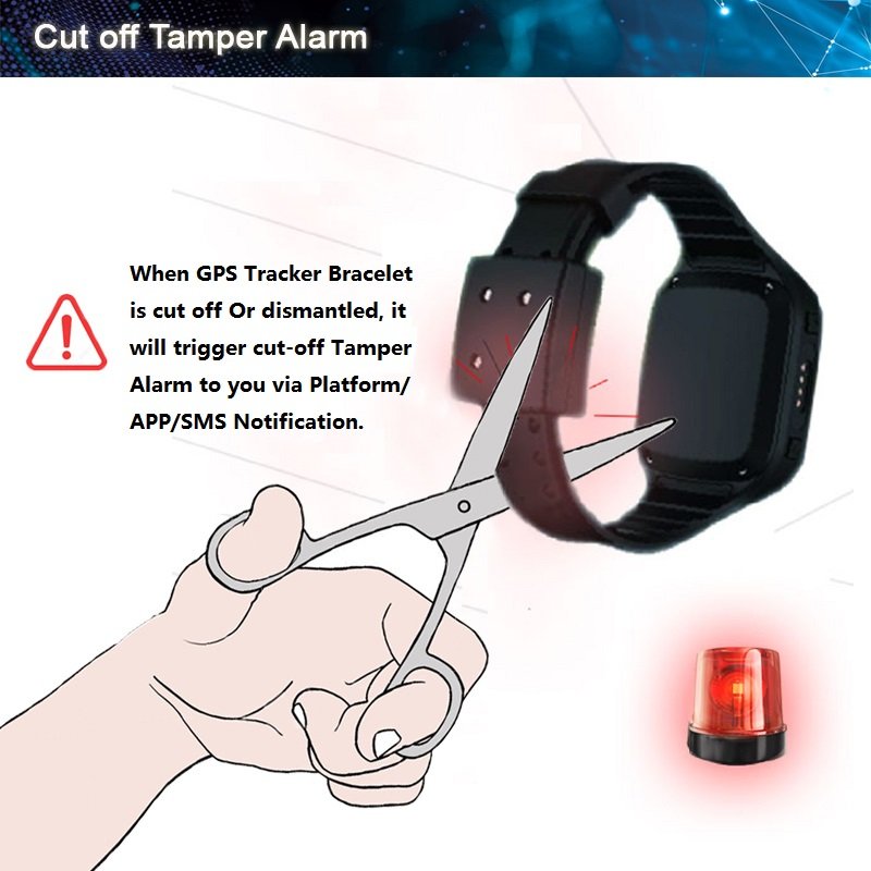 Prisoner Electronic Monitoring GPS Bracelet Cut off Tamper Alarm GPS Watch Real Time Location