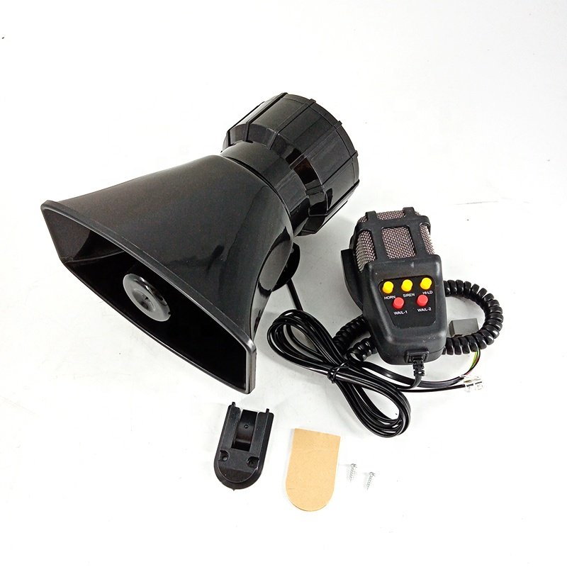 High Quality 7 Tone 12V 100W Car Alarm Horn Square Mouth Recording Megaphone Subwoofer Speaker Factory Direct Sales