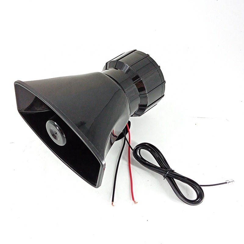 High Quality 7 Tone 12V 100W Car Alarm Horn Square Mouth Recording Megaphone Subwoofer Speaker Factory Direct Sales