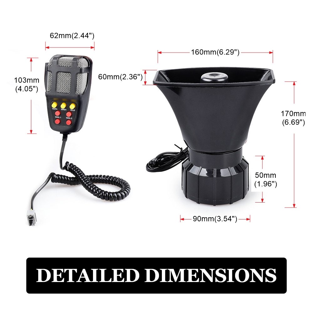 7 Tone Sound 100W 12V Air Horn Megaphone Loud Speaker with Microphone Car Motorcycle Auto Truck Boat Warning Alarm Siren