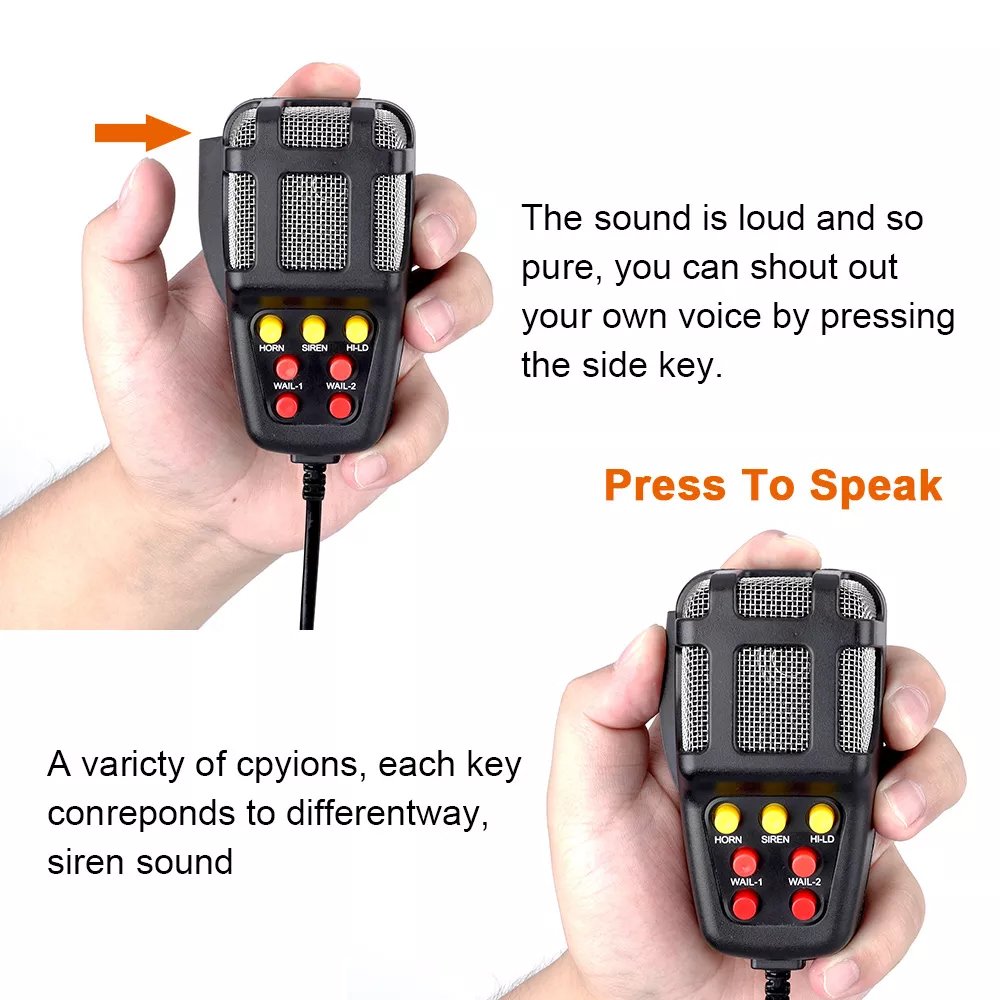 7 Tone Sound 100W 12V Air Horn Megaphone Loud Speaker with Microphone Car Motorcycle Auto Truck Boat Warning Alarm Siren
