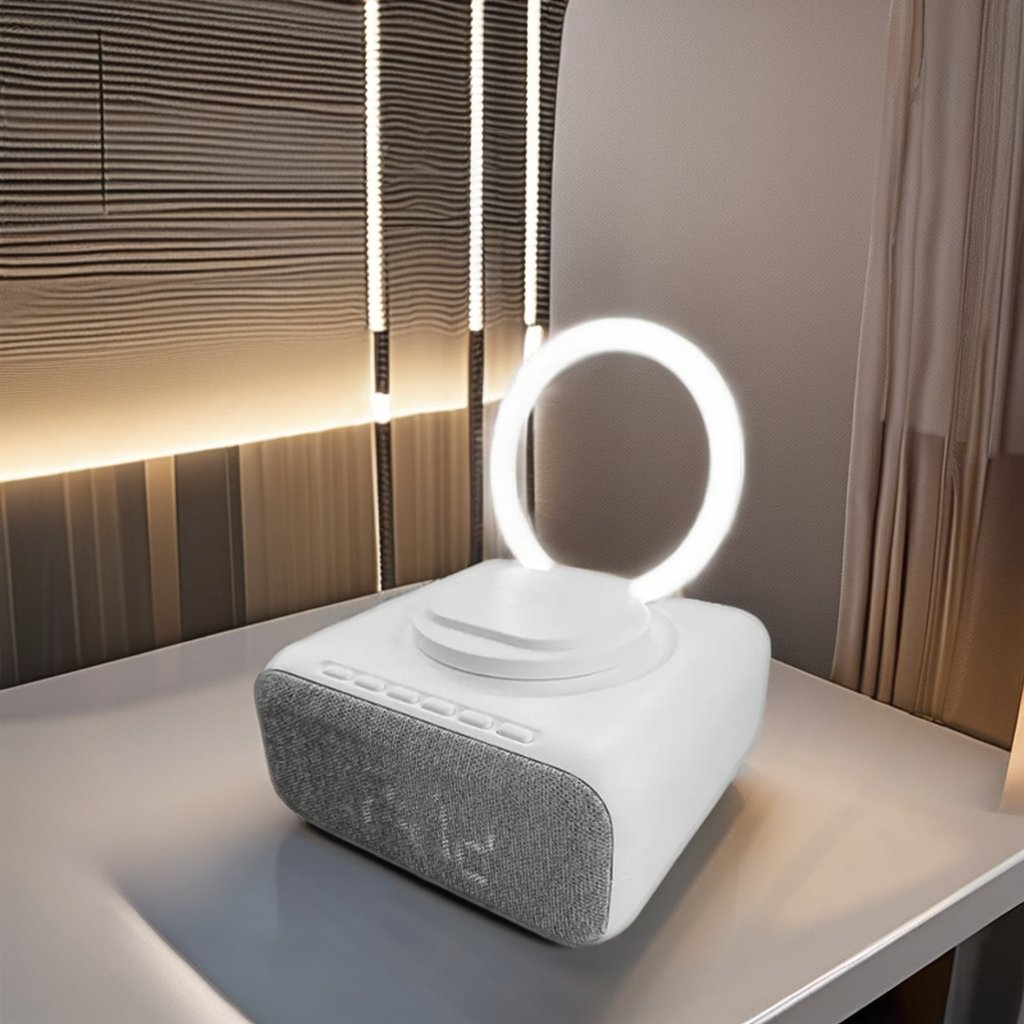 Fashion BT V 5.3 Speaker USB Portable Wireless Charging FM Alarm Clock Bedside Nightlight LED Digital Display Computer