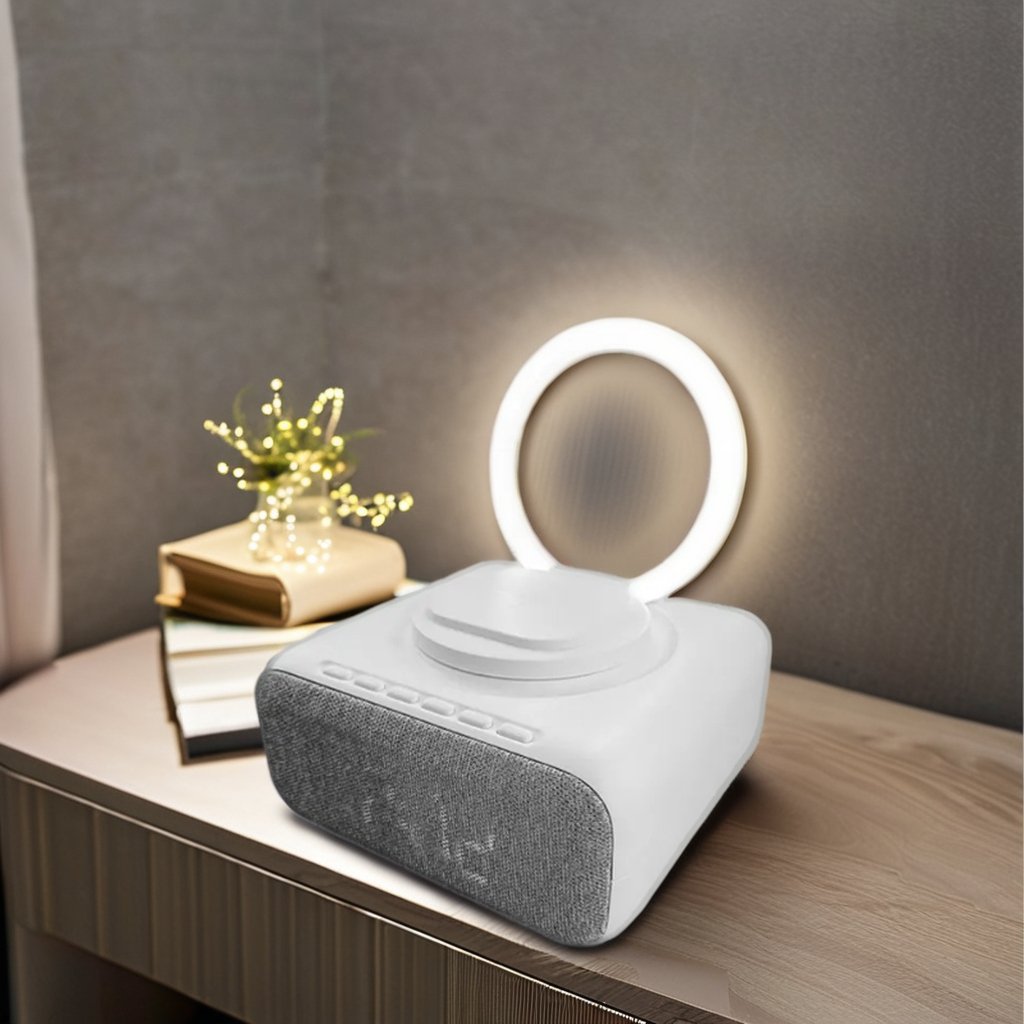 Fashion BT V 5.3 Speaker USB Portable Wireless Charging FM Alarm Clock Bedside Nightlight LED Digital Display Computer