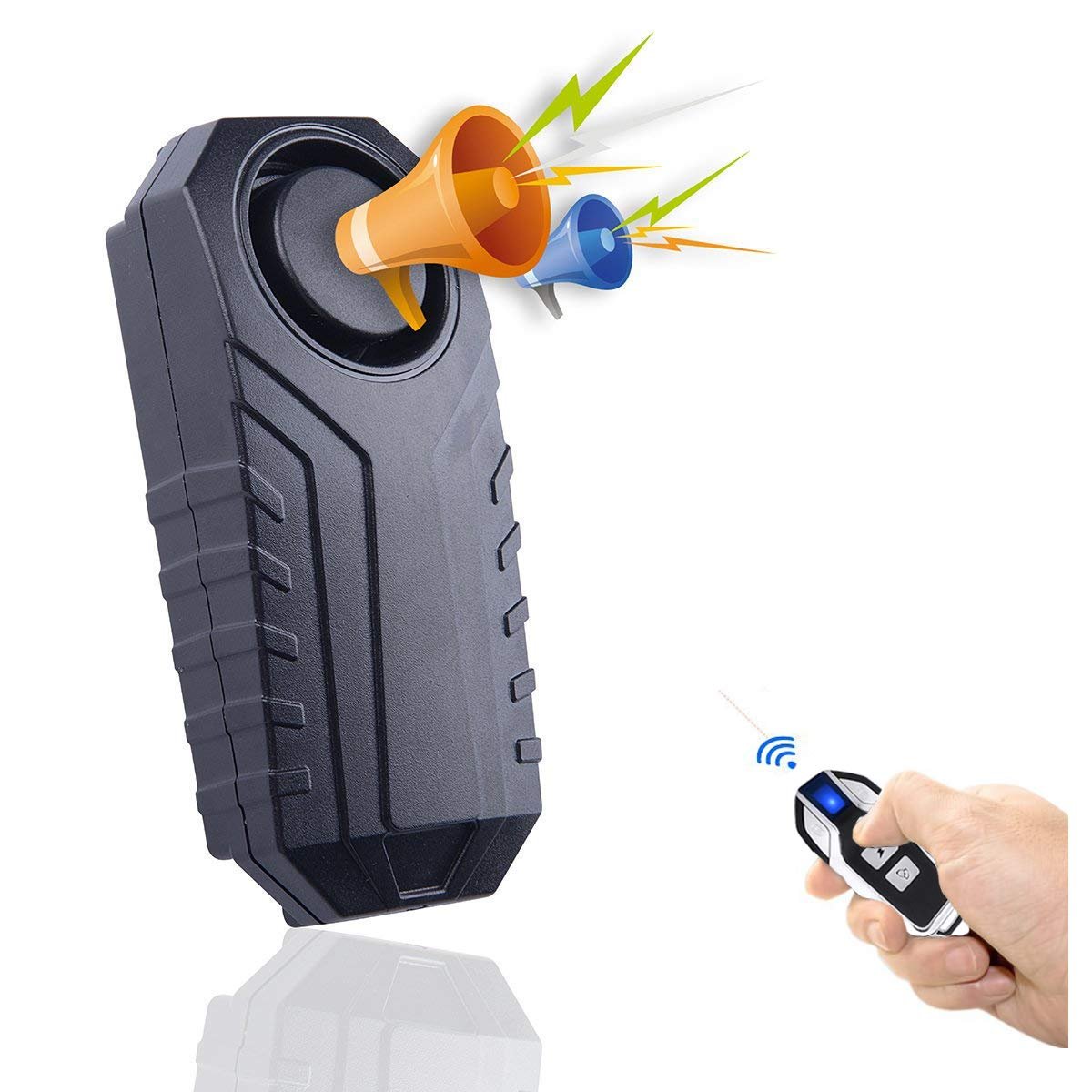New Wireless Anti-Theft IP55 Waterproof 113 DB Super Loud Black Wireless Motorcycle Bicycle Alarm with Remote Control