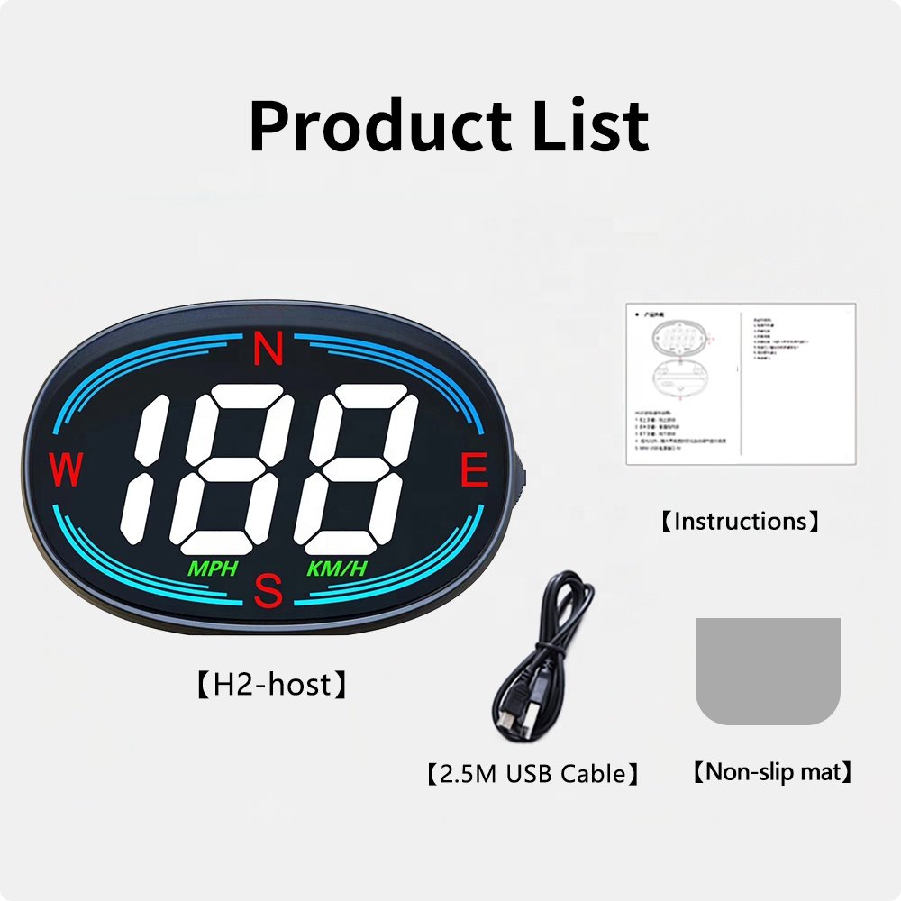 2024 New Factory Direct Auto Electronics Head up Display Over-speed Alarm Plug and Play Car Gps Hud H2 for All Cars