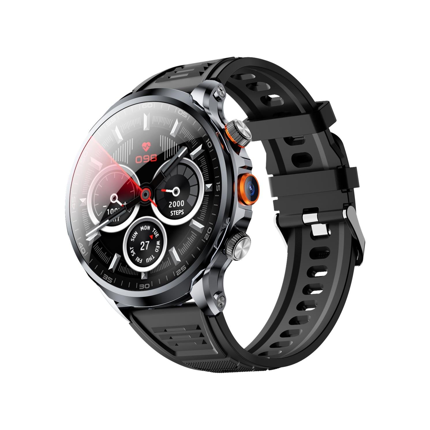 Full Frequency Band 1.85inch Round Screen 4G Smart Watch H18 NFC Android Camera GPS Video Call Wifi Smart Watch With Sim Card