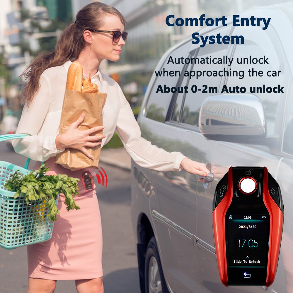PKE Smart Door Lock LCD Touch Smart Key for Car Smart Remote Control for BMW
