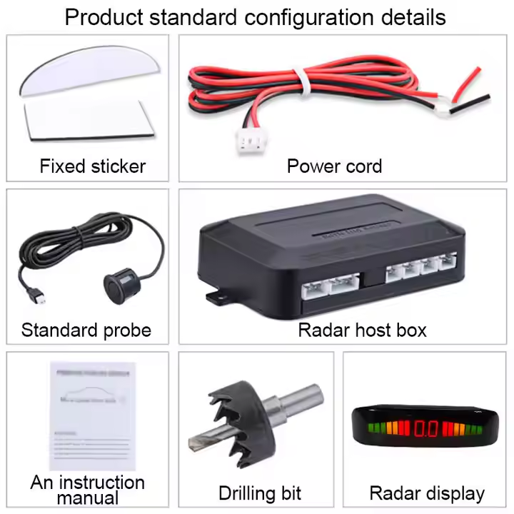 High Quality Parking Sensor System Car Backup Radar Warning Alarm LED Display with 4 Parking Sensors