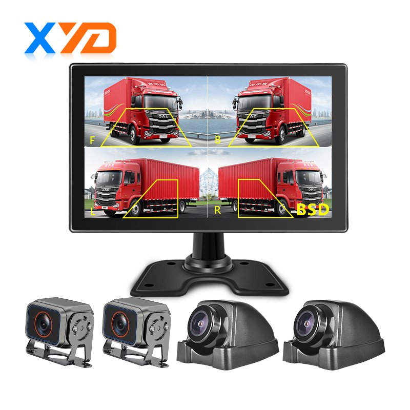 Vehicle Pedestrian Warning Blind Area Monitoring 10 Inch 4 Split All-in-one BSD Monitor HD Recorder Oil Theft Warning Bibibi