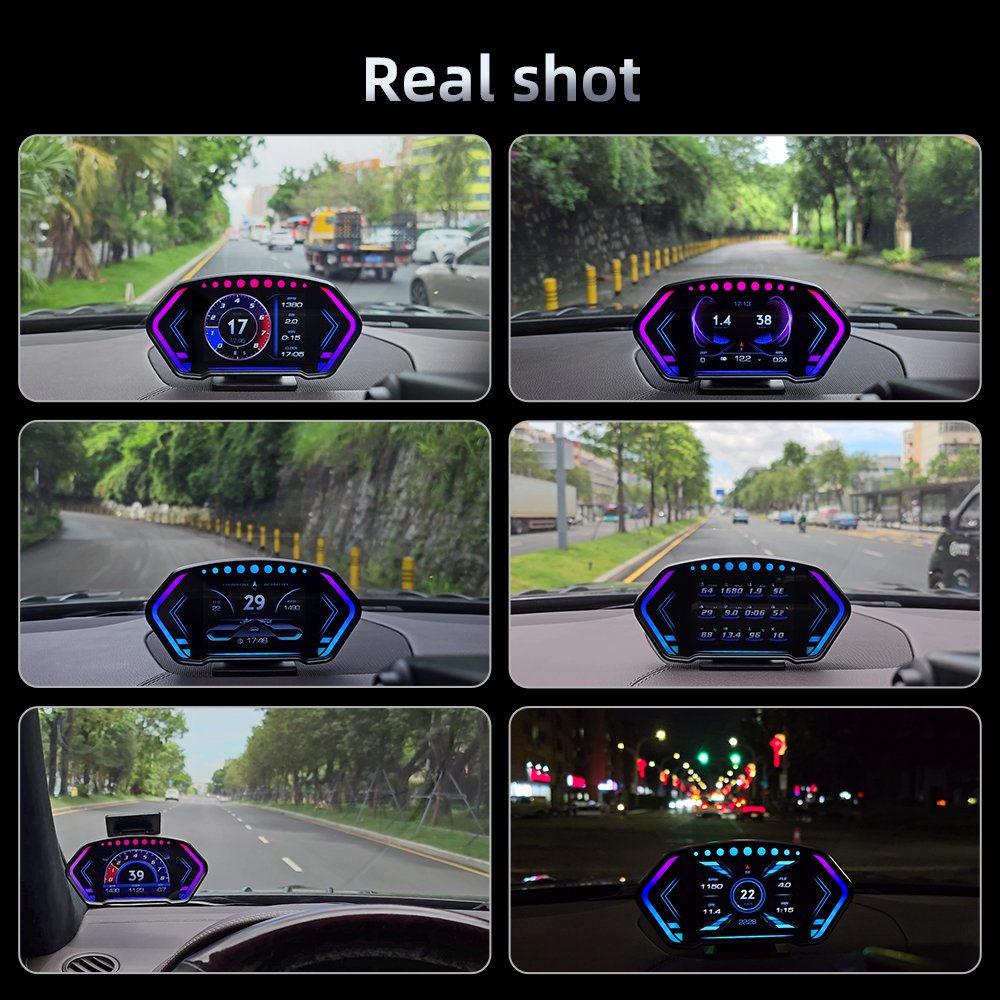 2024 Newest Auto Gauge Hud P3 LCD Screen Multi Function HUD Speedometer GPS OBD2 Car Head up Display