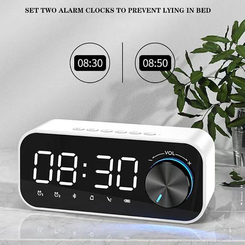 Digital Alarm Clock Speaker Digital Display LED Wireless Sub Woofer Music Player FM Radio Desk Table Clock Relojes