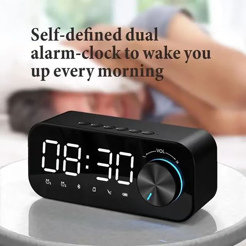 Digital Alarm Clock Speaker Digital Display LED Wireless Sub Woofer Music Player FM Radio Desk Table Clock Relojes