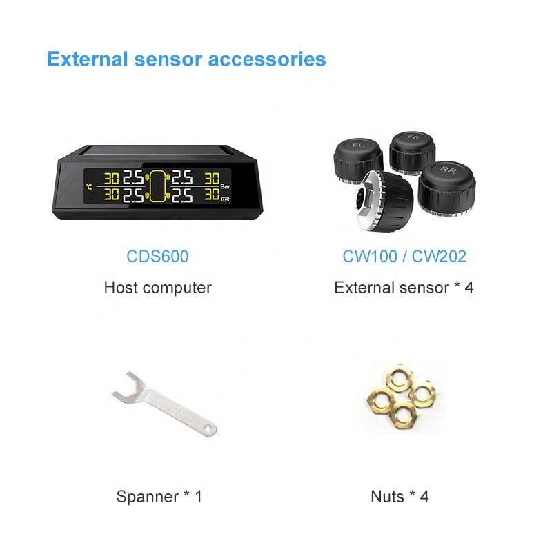 Hot Sale Products TPMS Car Tire Pressure Alarm Monitor System Solar Charging LCD Display 4 External Sensor Temperature Sensor