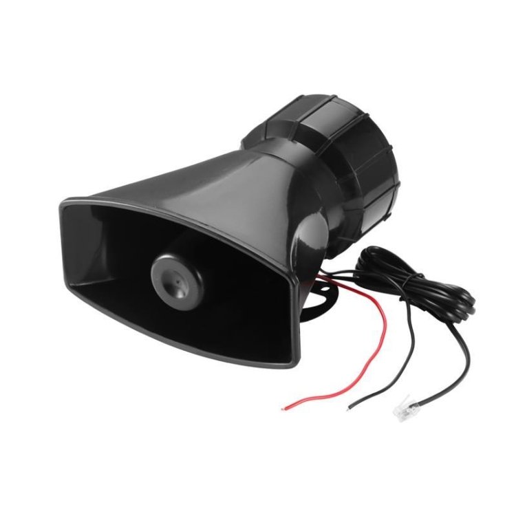 2021Car Electric Alarm Air Horn Siren Speaker 5 Sound Tone Super Loud Microphone