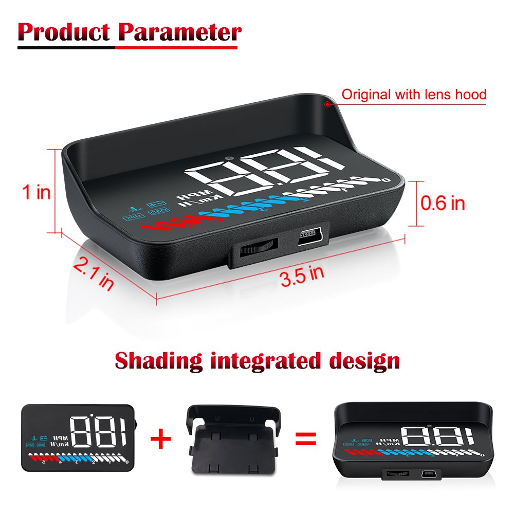 HUD Car Head up Display Car OBD2 Universal GPS Speed Meter Water Temperature HD Suspension Projector