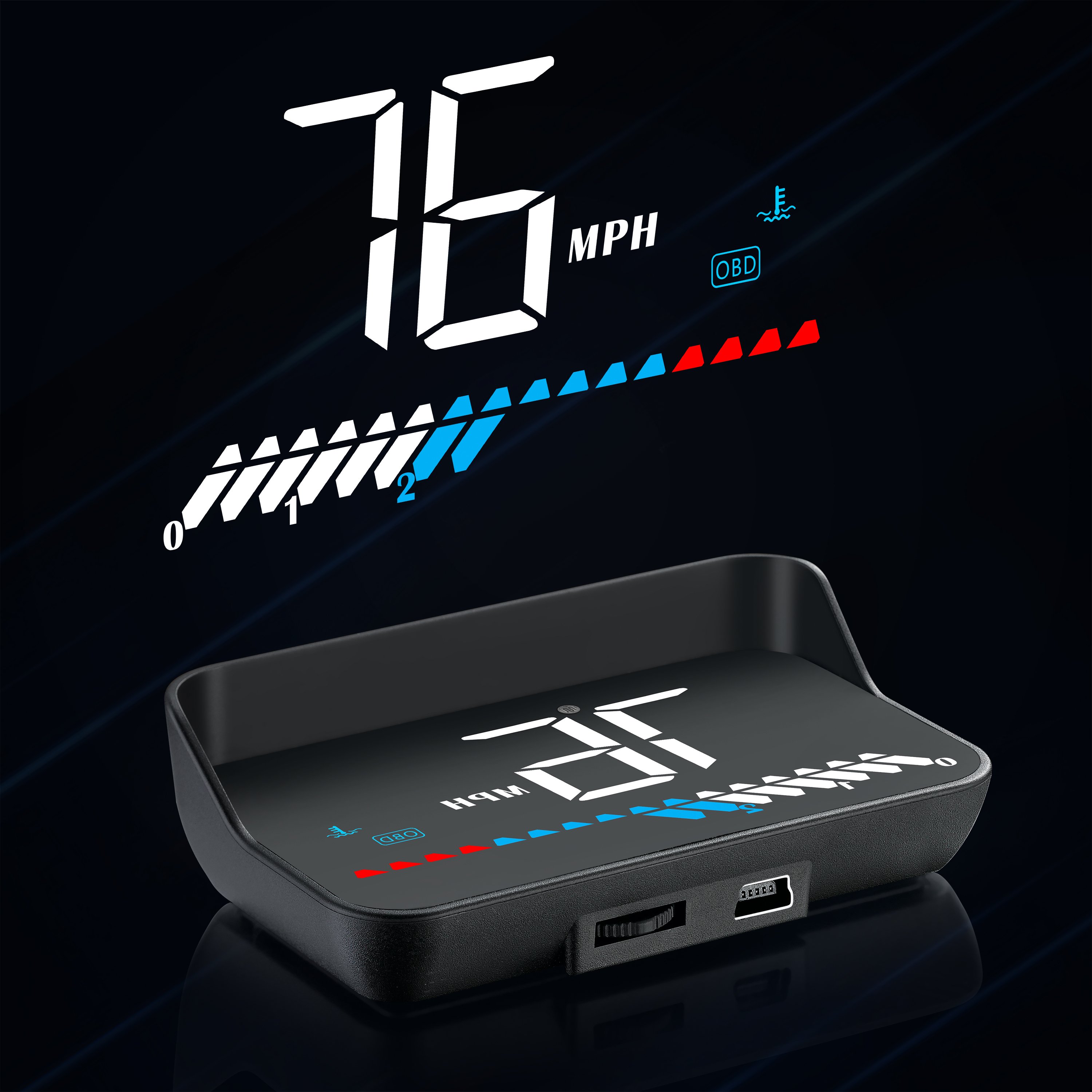 HUD Car Head up Display Car OBD2 Universal GPS Speed Meter Water Temperature HD Suspension Projector