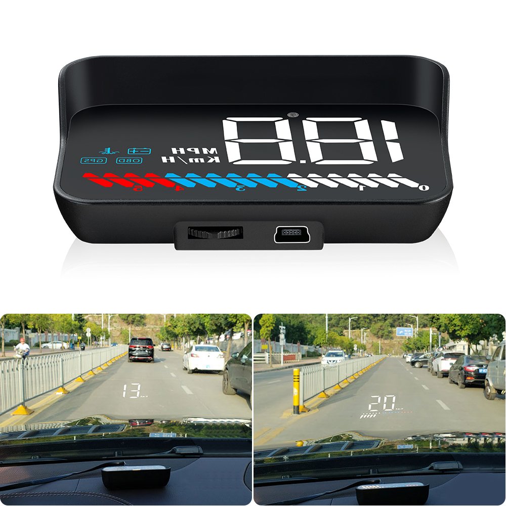 HUD Car Head up Display Car OBD2 Universal GPS Speed Meter Water Temperature HD Suspension Projector