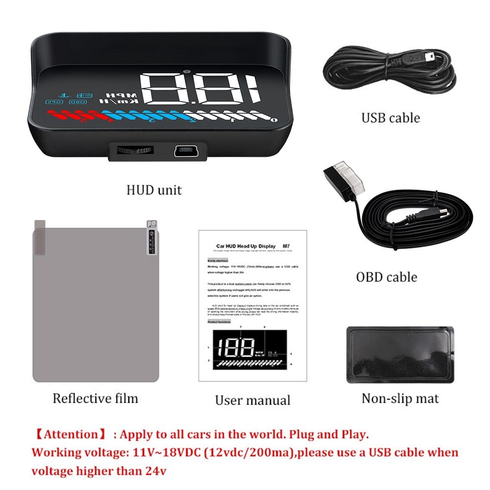 HUD Car Head up Display Car OBD2 Universal GPS Speed Meter Water Temperature HD Suspension Projector