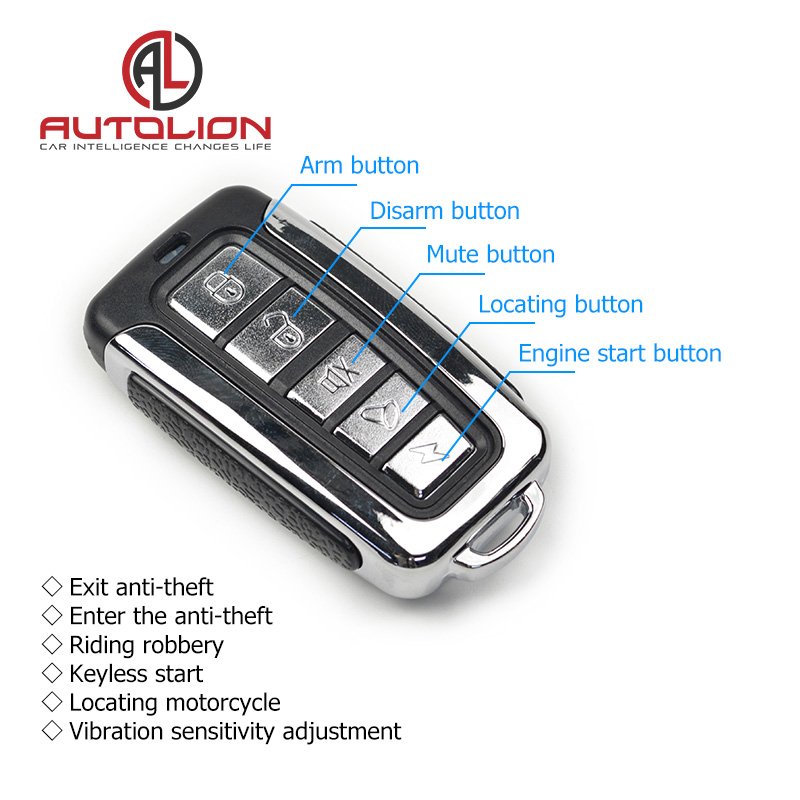 Motorcycle Anti-theft Device Anti-cutting Wire Double Remote Control Key One-way Motorcycle Alarm System