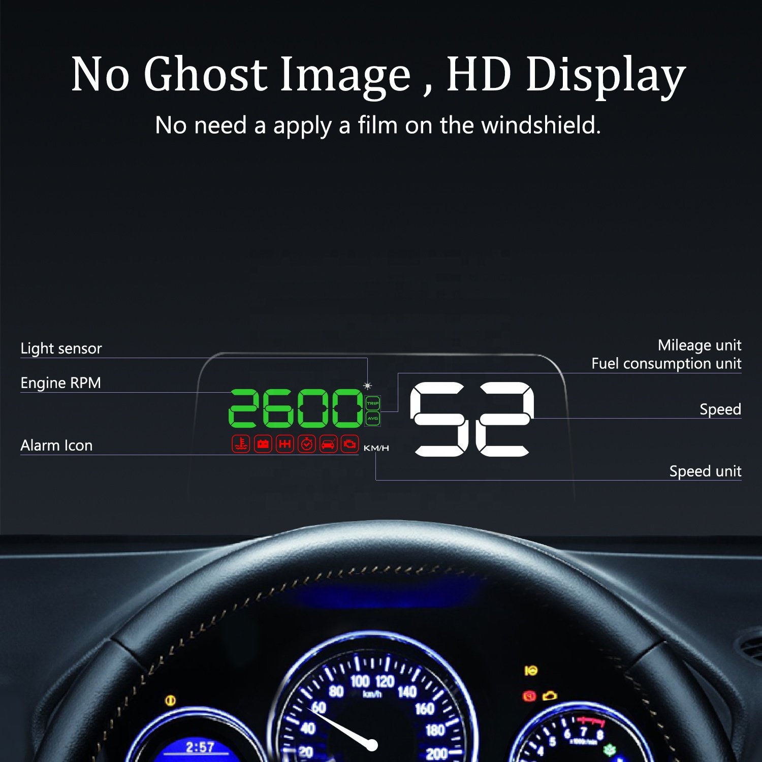 2024 Mirror HUD C500 Digital Meter Auto Electronics Head up Displays Speed Gauge for All Cars