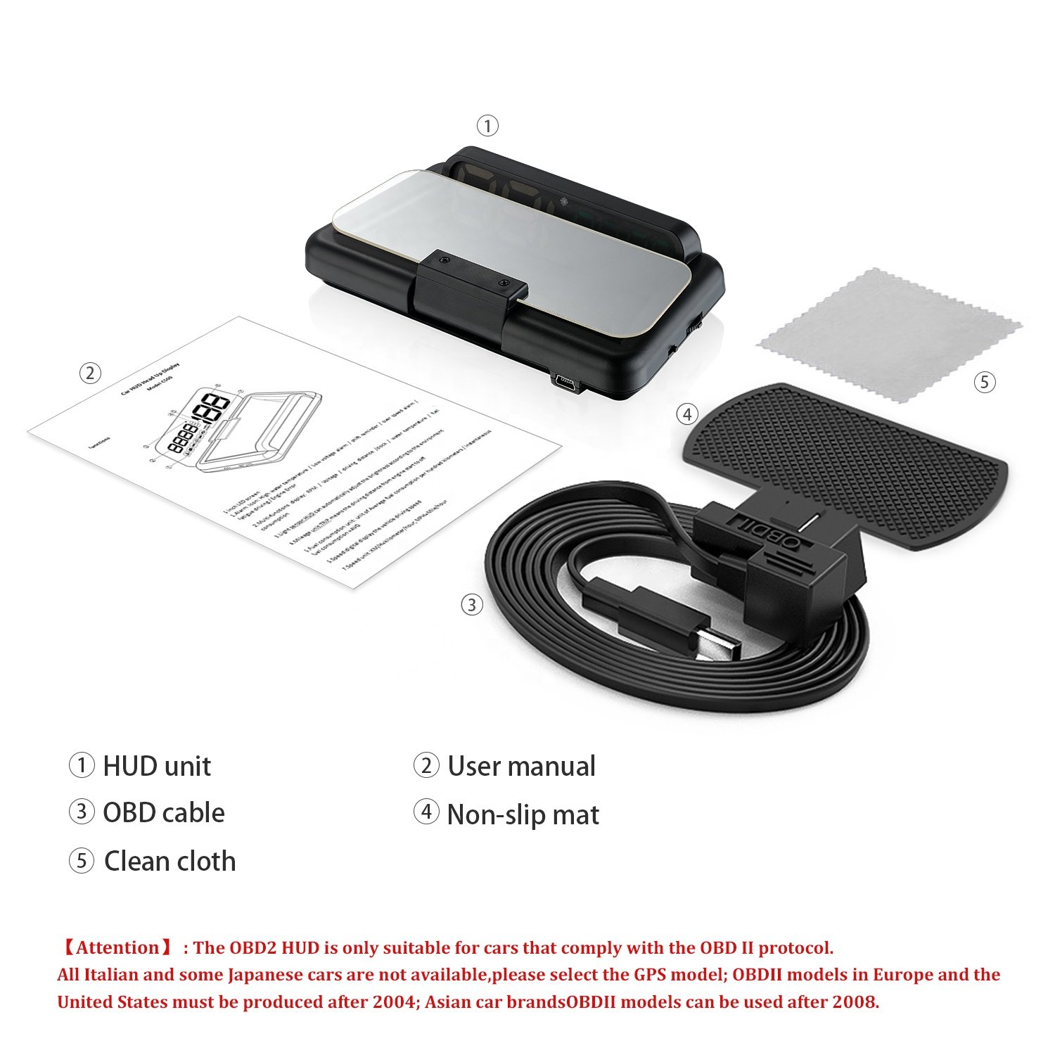 2024 Mirror HUD C500 Digital Meter Auto Electronics Head up Displays Speed Gauge for All Cars