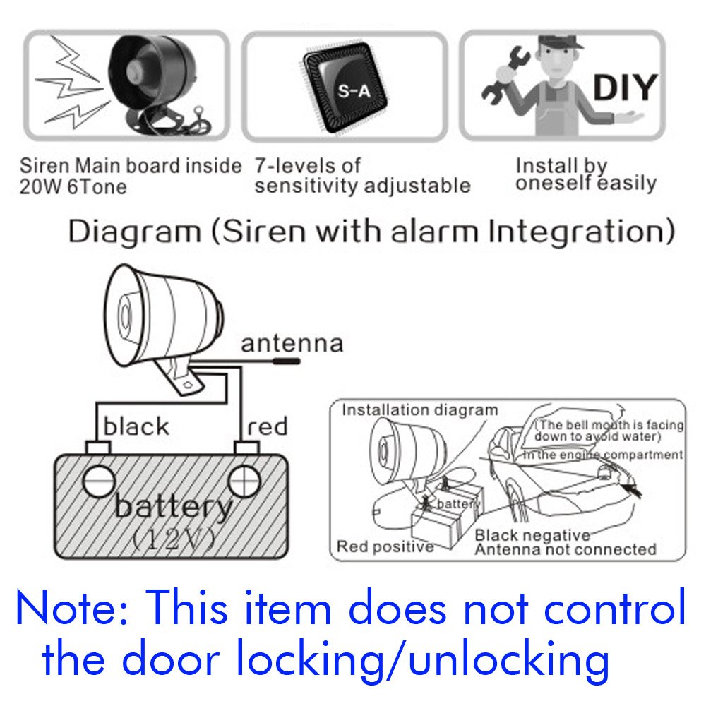 Universal Durable Car Alarm Devices One Way Car Alarm Device Vibration Alarm System M810-8115 Lossless Assembly