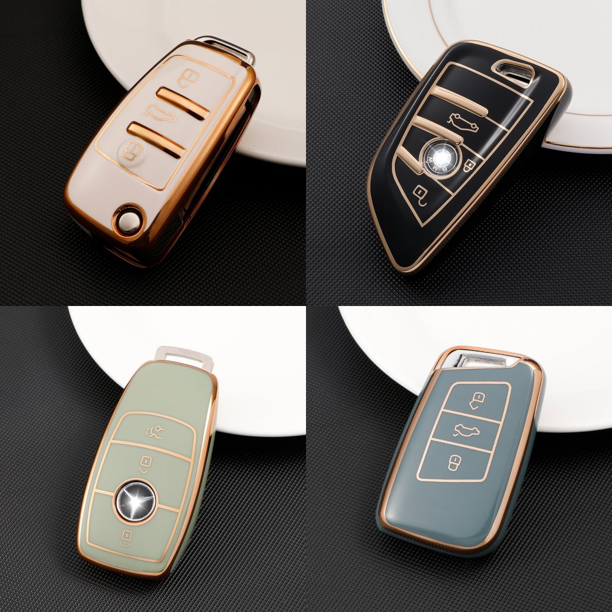 Soft TPU Golden Line Car Remote Key Case Cover Fashion Style Silicon for Tesla Model 3 s X Toyota VW Audi Car Key Shell Cover
