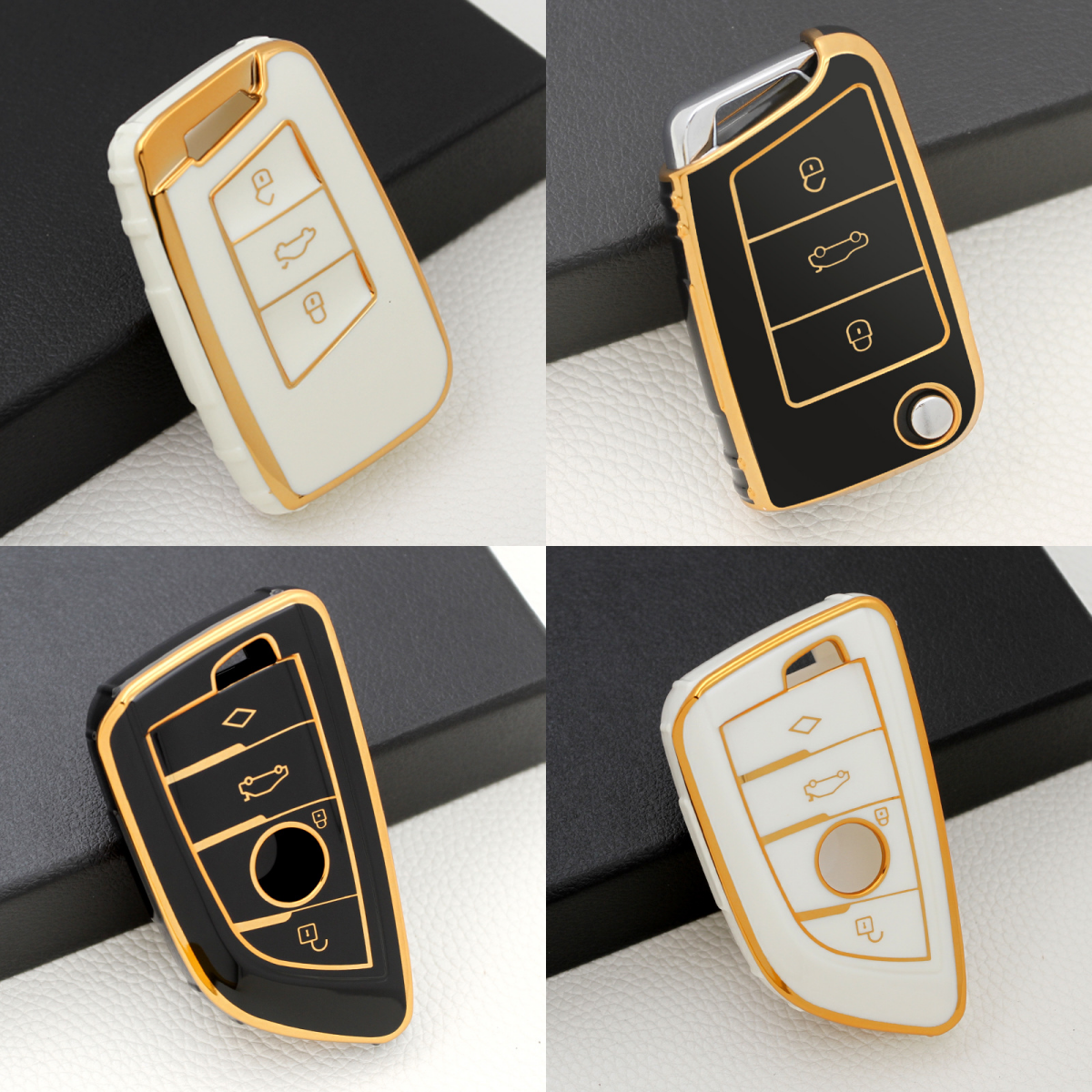 Soft TPU Golden Line Car Remote Key Case Cover Fashion Style Silicon for Tesla Model 3 s X Toyota VW Audi Car Key Shell Cover