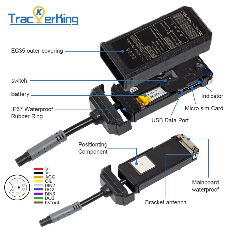 Multifunctional High Waterproof IP67 GPS Tracker Supports Oil Level Sensor Temperature Sensor EC35
