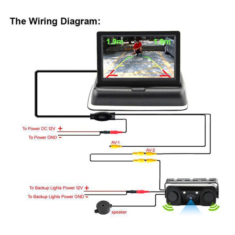 3 in 1 Car Parking Sensor Car Reverse Backup Rear View Camera With 2 Radar Detector Sensors Indicator Buzzer Alarm Car Camera