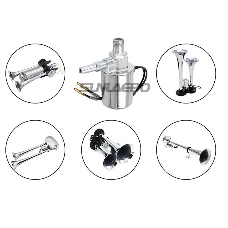 12V and 24V Universal Chrome Electric Solenoid Valve for Truck Train Air Horn