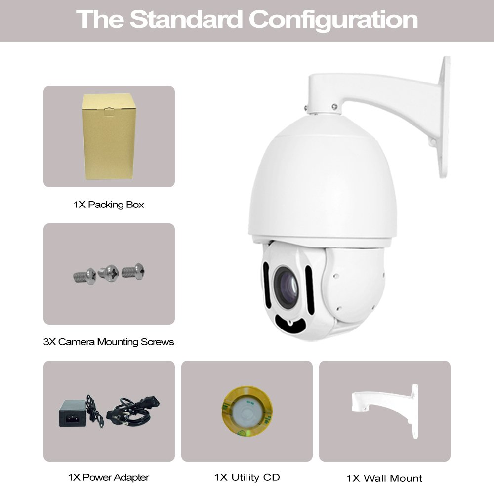 IP PTZ Camera 4K 30X Zoom Auto Tracking 8MP Color Night Vision Auto Tracking Camera Perimeter Intrusion Detection System