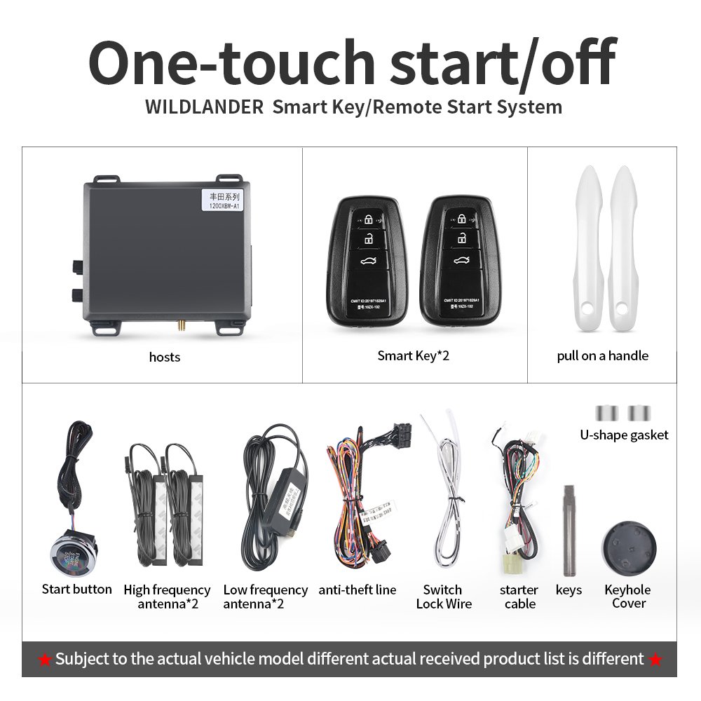 For Toyota Wildlander Car Alarm With Autostart Push One Button Auto Start Stop Keyless Entry System Smart Key Phone Remote Kit