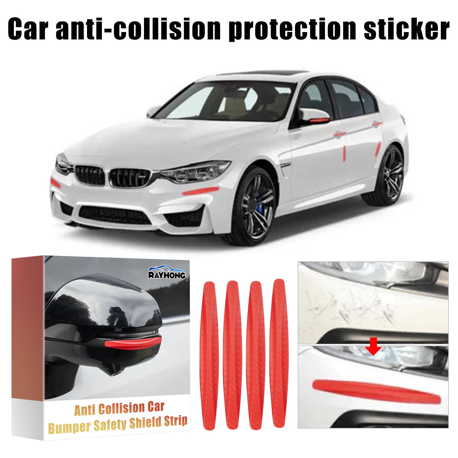 Rayhong Anti Collision protection Sticker Car Bumper Safety Shield Strip Front Rear Bumper Protective Scratchproof Strips