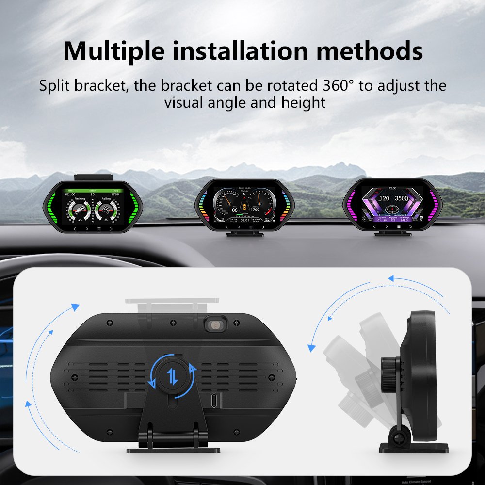 Universal OBD+GPS 4.5Inch Smart Gauge HUD F12 Upgrade Version Smart Digital Instrument OBDII Speedometer