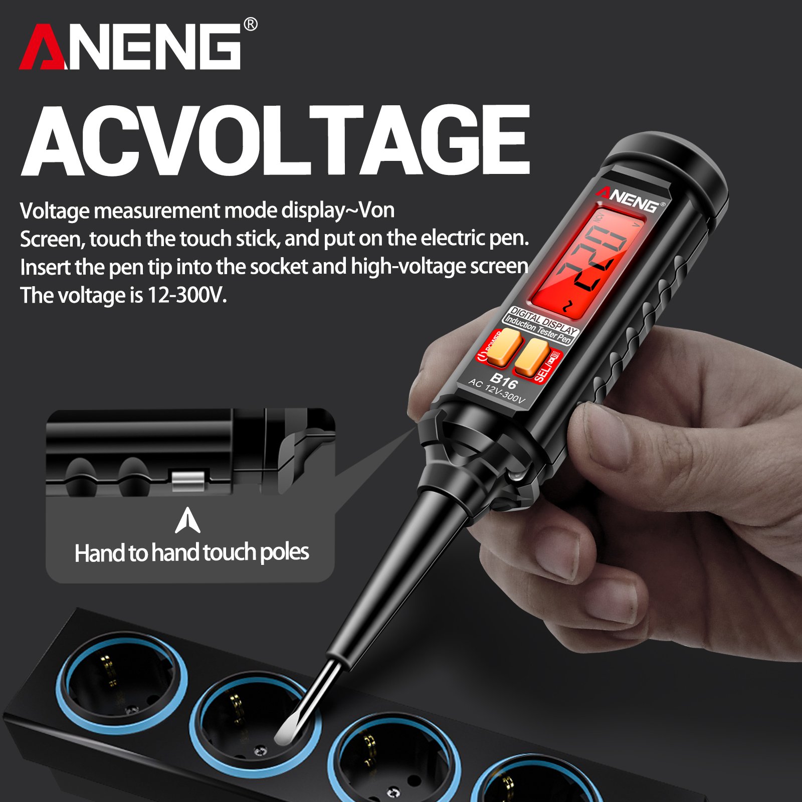 ANENG B16 Tester Pen Non-Contact 12V-300V Voltage Detector Test Meter Light Bulb Car Diagnostic Breakpoint Finder Voltmeter Tool