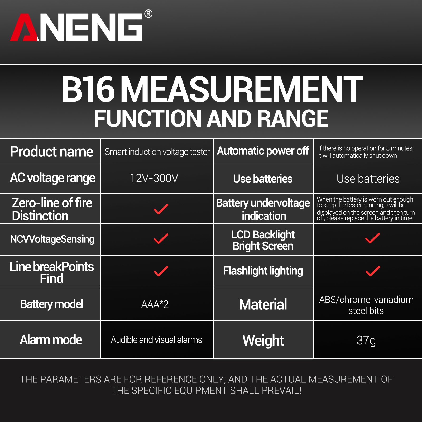 ANENG B16 Tester Pen Non-Contact 12V-300V Voltage Detector Test Meter Light Bulb Car Diagnostic Breakpoint Finder Voltmeter Tool