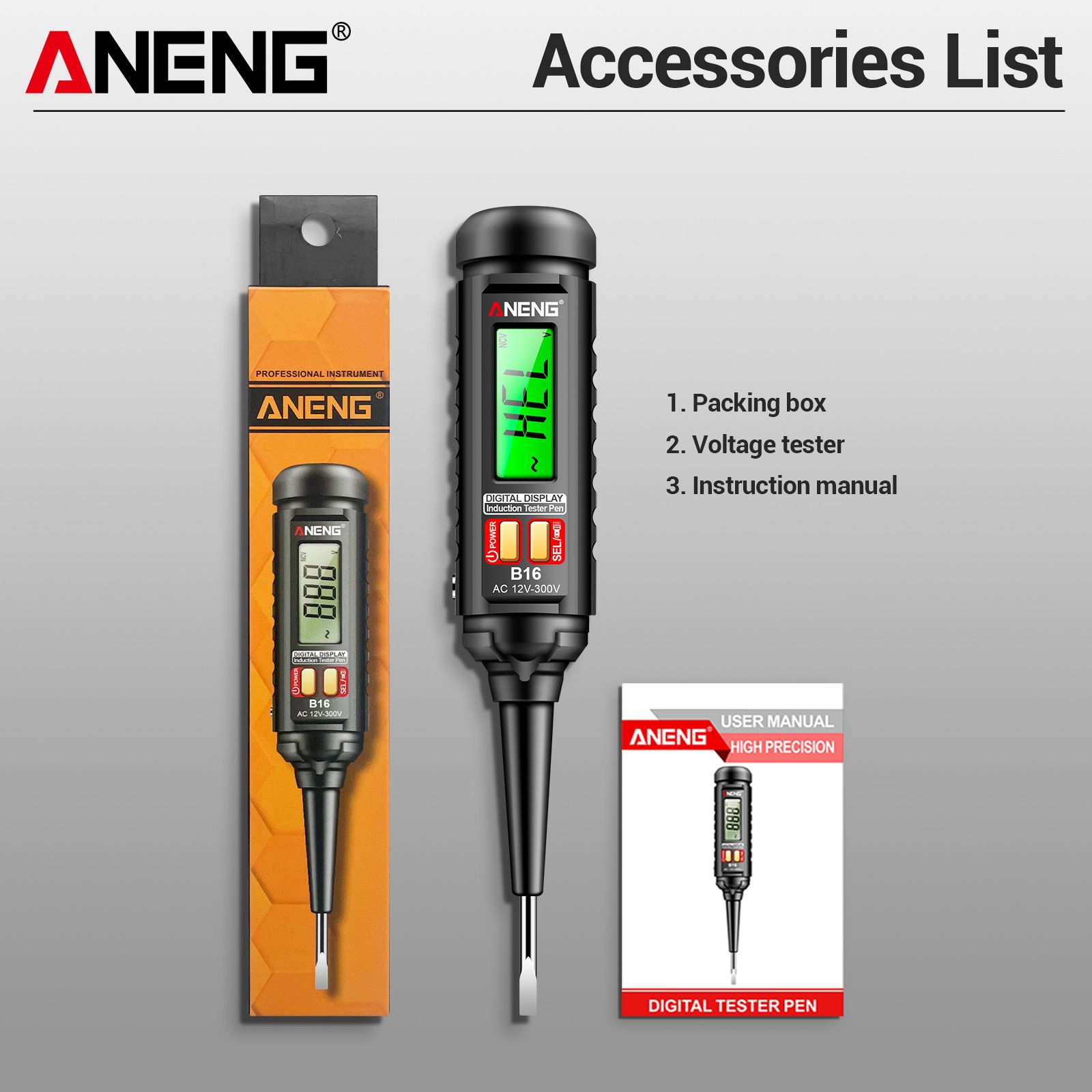 ANENG B16 Tester Pen Non-Contact 12V-300V Voltage Detector Test Meter Light Bulb Car Diagnostic Breakpoint Finder Voltmeter Tool