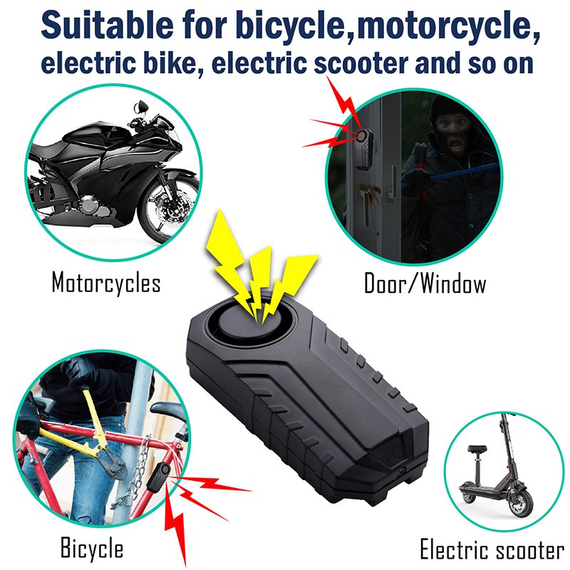 Waterproof IP65 113db Wireless Remote Vibration Sensor Alarm Bicycle Anti-theft System with Wireless Remote for Bike