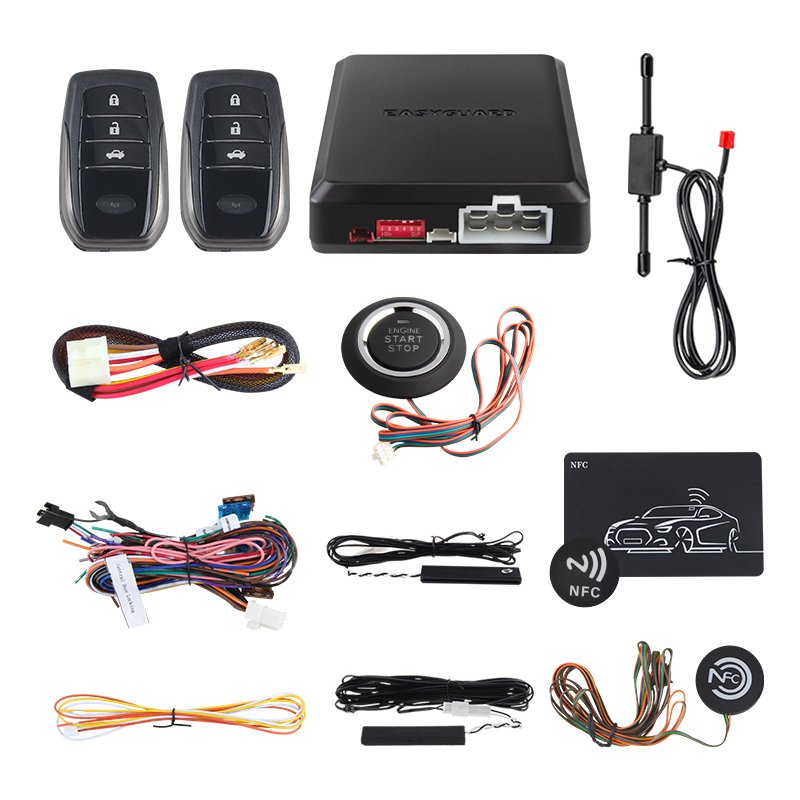 EASYGUARD Universal EC002-T2-NFC Car Alarm System with Vibration Warning Passive Keyless Entry Remote Start